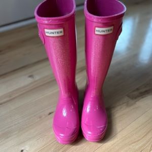 Kids Pink glitter Hunter rain boots